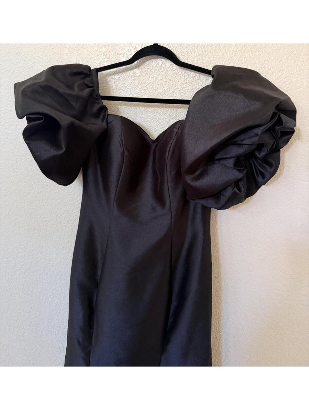 New Mac Duggal Sweetheart Off The Shoulder Puff Sleeve Gown In Black Sz 8 $498 - Picture 5 of 9